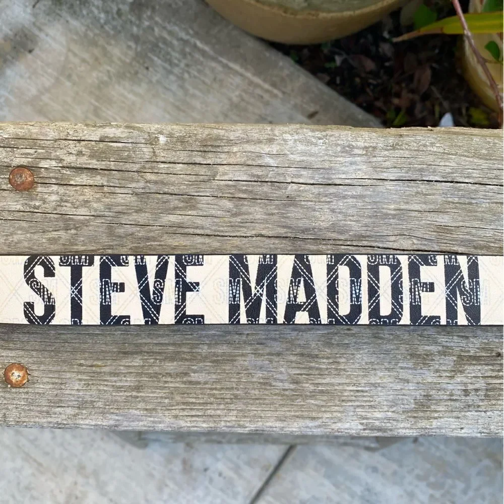 Steve Madden Faux Leather Cream Belt w/